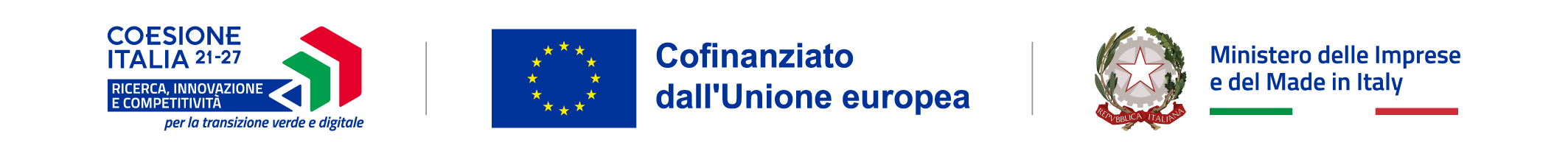 Coesione Italia 21-27 Research, Innovation and Competitiveness for the green and digital transition, Co-funded by the European Union, Italian Ministry of Enterprises and Made in Italy
